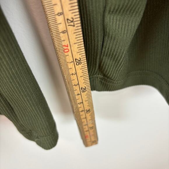 CIDER Wide Leg Pants Pleated Ribbed Pull On Green M - Picture 8 of 8